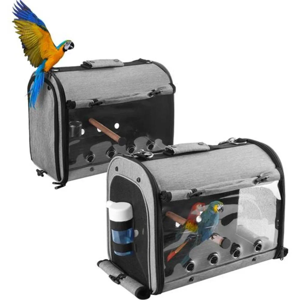 Bird Travel Bag Portable Bird Parrot Carrier Transparent Breathable Travel Cage